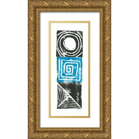 Prahl, Courtney 8x14 Gold Ornate Wood Framed with Double Matting Museum Art Print Titled - Block Print III