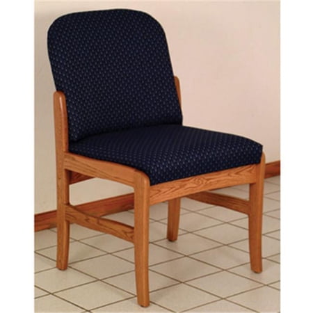Prairie Armless Guest Chair in Medium Oak - Arch Blue
