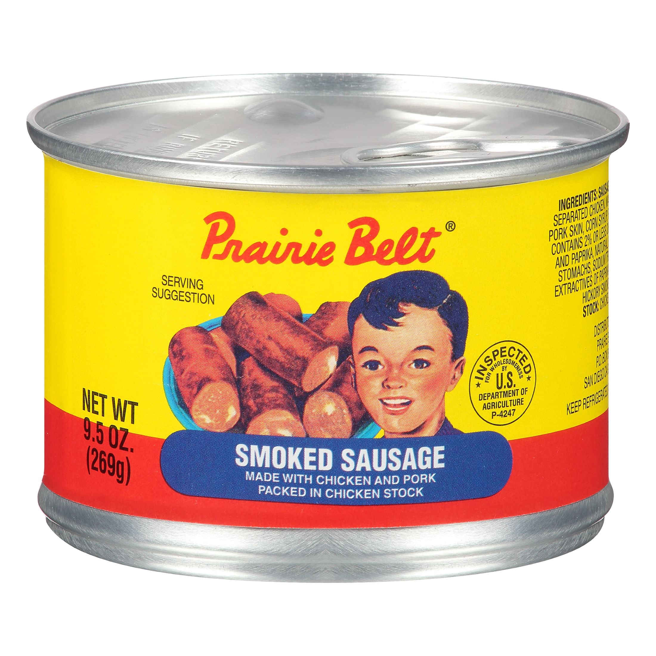 Prairie Belt Smoked Sausage, Convenient Pull-Top Shelf Stable Can, 9.5 oz