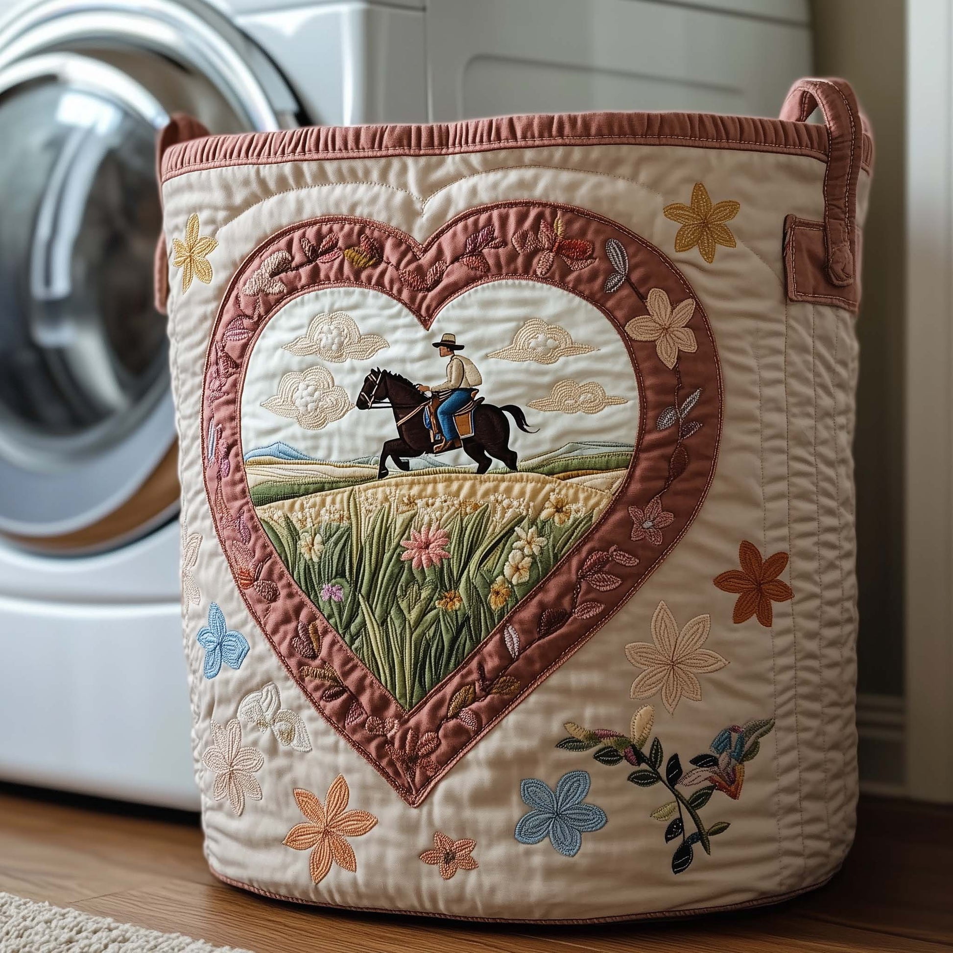 Prairie Blossom Quilted Laundry Hamper