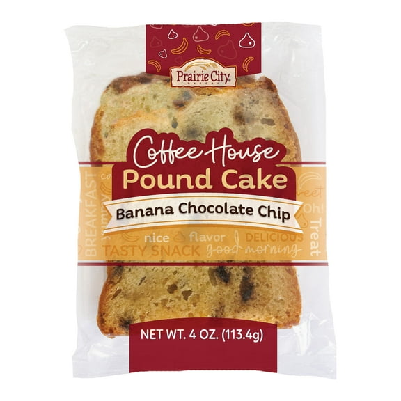 Prairie City Bakery Banana Chocolate Chip Pound Cake 4 oz Individual Wrapped (Pack of 30)