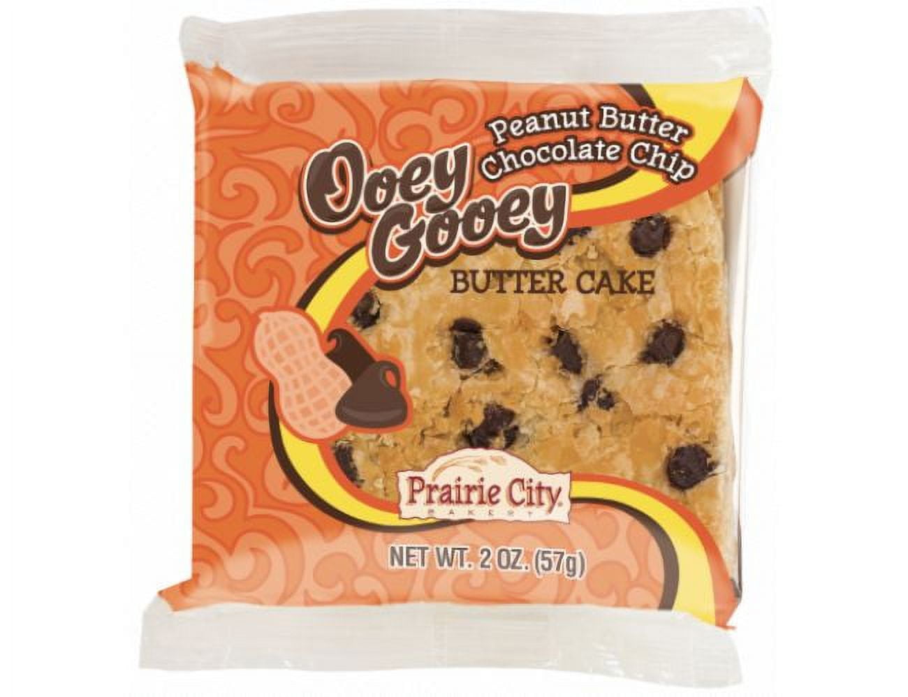 Prairie City Bakery Individually Wrapped Peanut Butter Chocolate Chip Ooey Gooey Butter Cake, 2 Ounce - 60 per case.