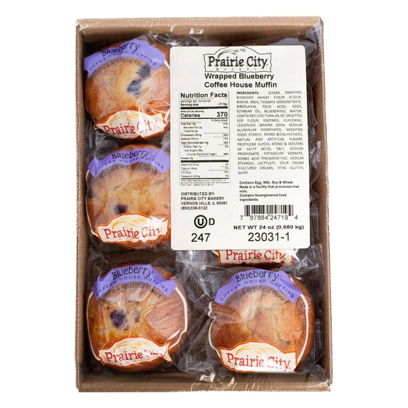 Prairie City Bakery Muffin Blueberry Coffee House Individual Wrapped (Pack of 48)