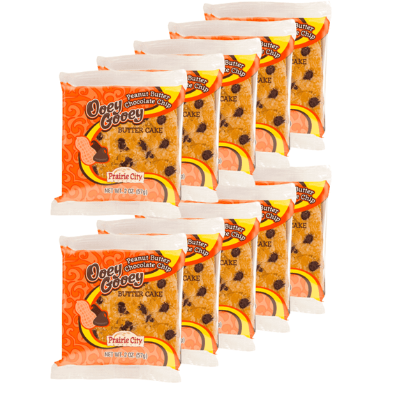 Prairie City Bakery Ooey Gooey Butter Cake Individually Wrapped 2 Ounce Snack Cakes Pack of 10 (Pean