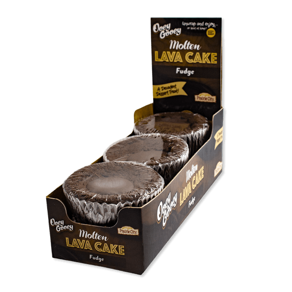 Prairie City Bakery Ooey Gooey Molten Lava Cake Individually Wrapped 3.2 Ounce Snack Cakes Pack of 6 (Fudge)