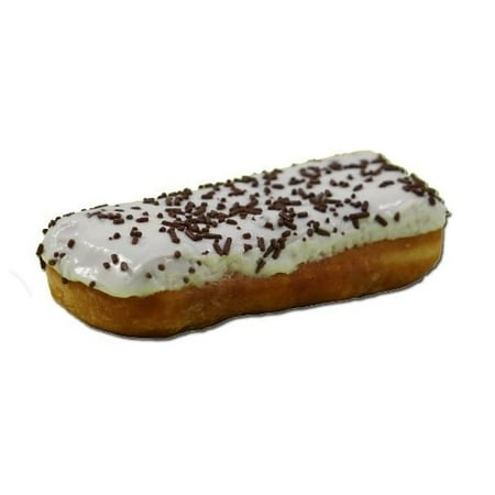 Prairie City Bakery Premium Long John Creme Filled White Iced Donut with Chocolate Sprinkles, 28.4 Gram -- 4 per case