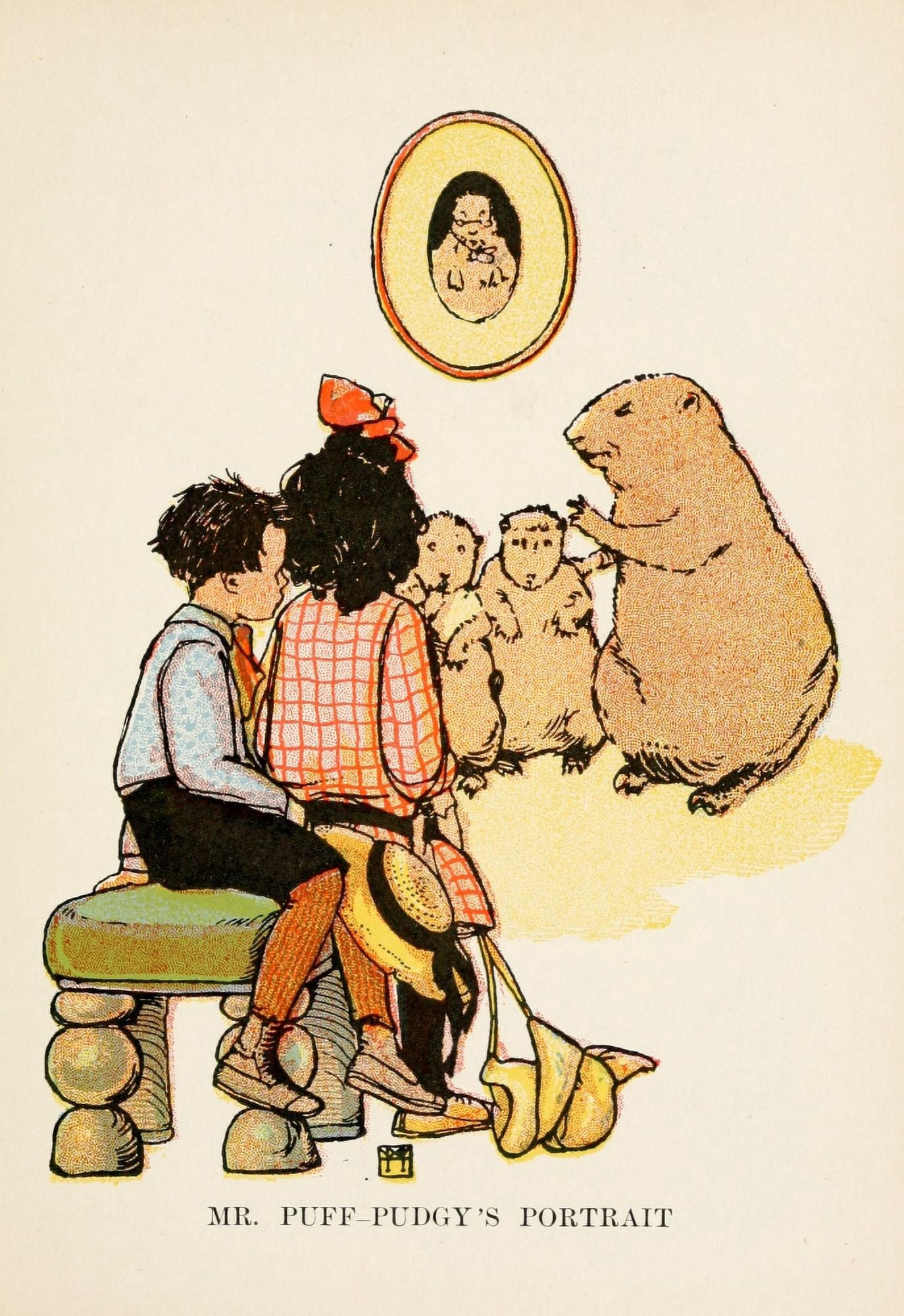 Prairie-Dog Town 1906 Mr Puff-pudgys portrait Canvas Art - M Wright Enright (18 x 24)