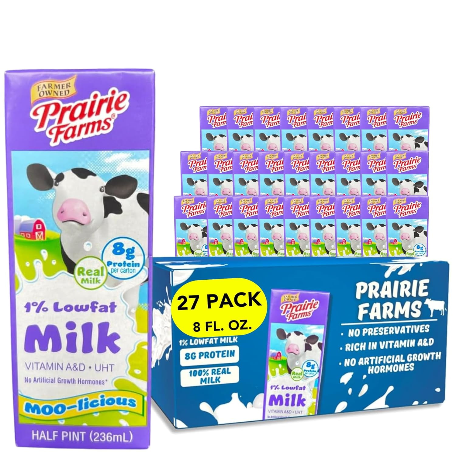 Prairie Farms 1 Low fat Milk, Milk 1 Shelf Stable, Boxed UHT