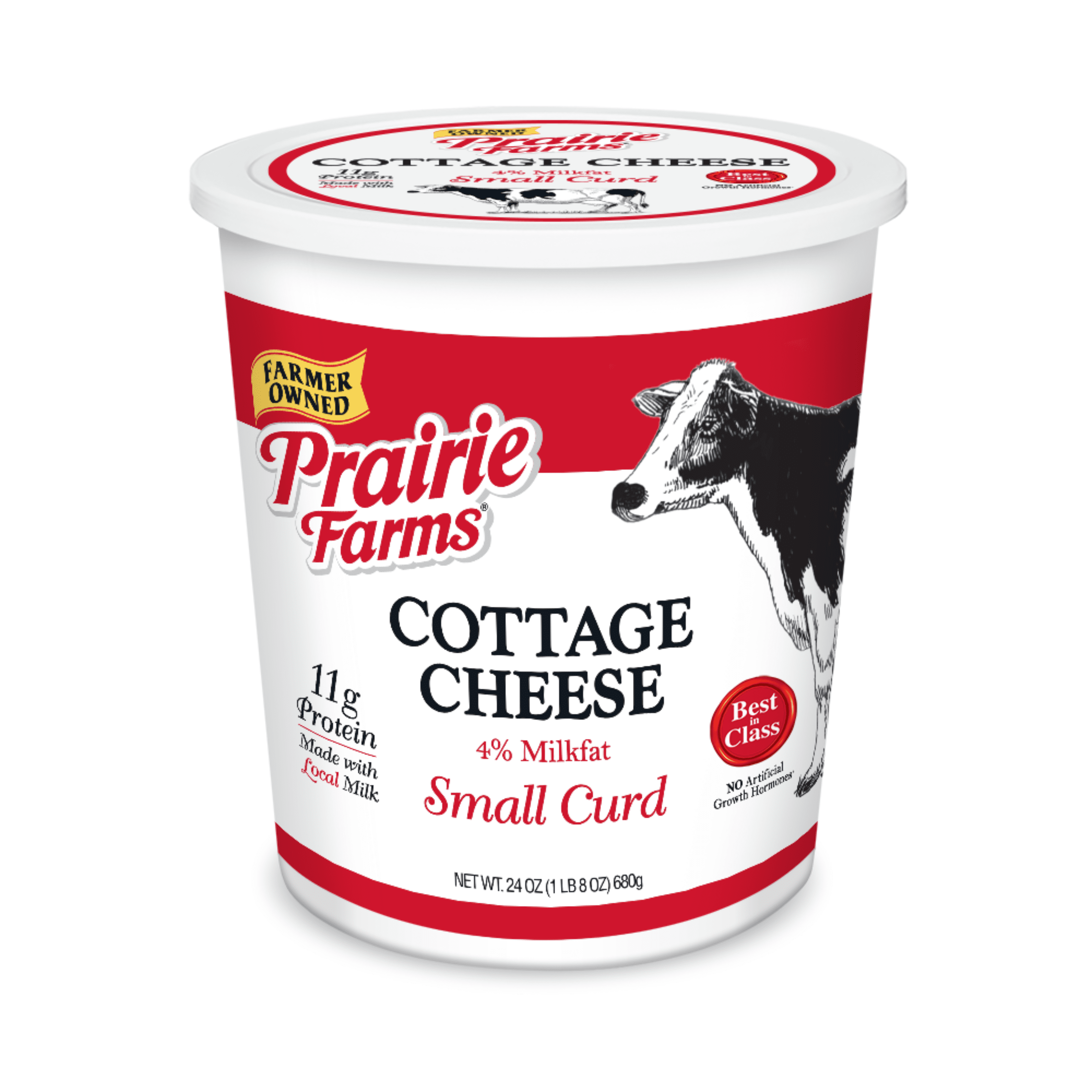 Prairie Farms 4% Small Curd Cottage Cheese, 24 oz Tub