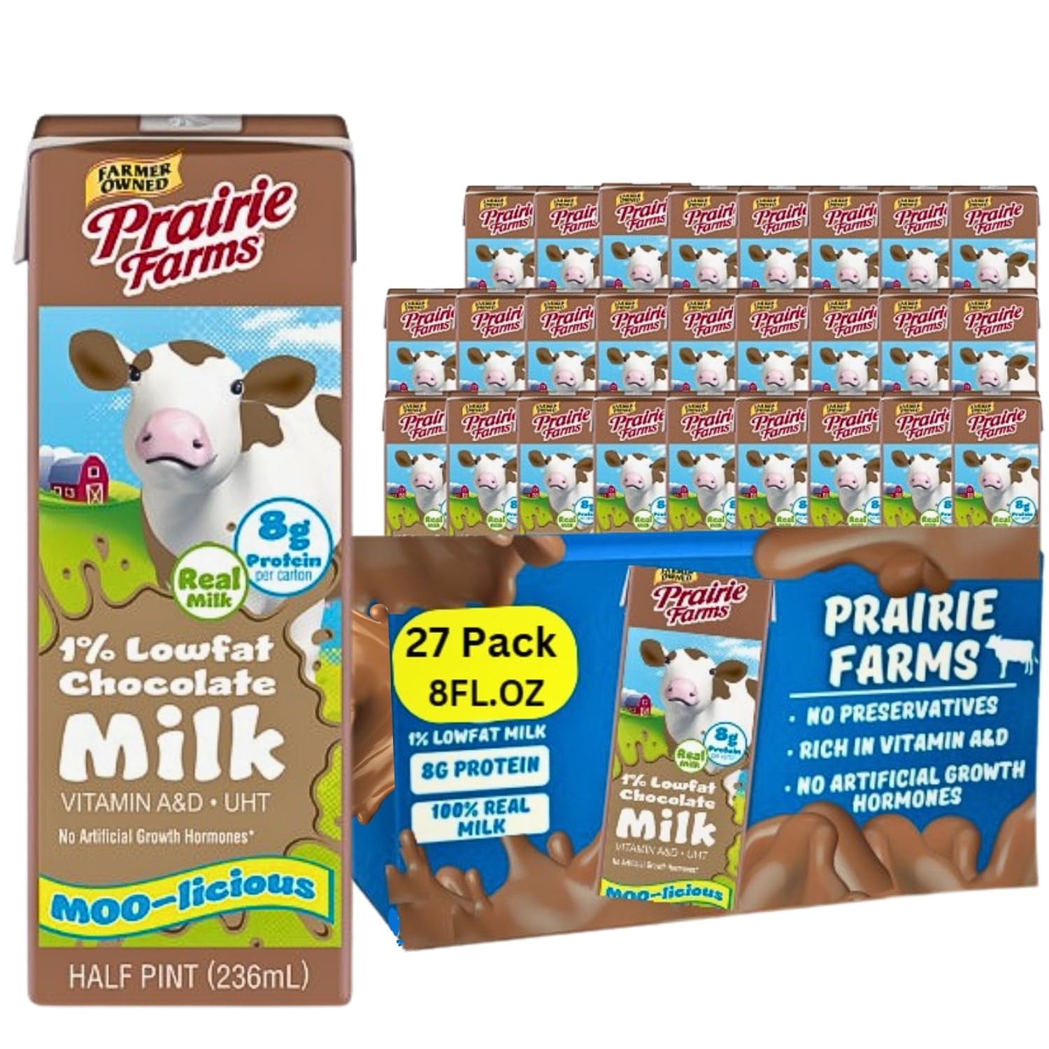Prairie Farms Chocolate Milk Shelf Stable 1 Low Fat Milk, Chocolate