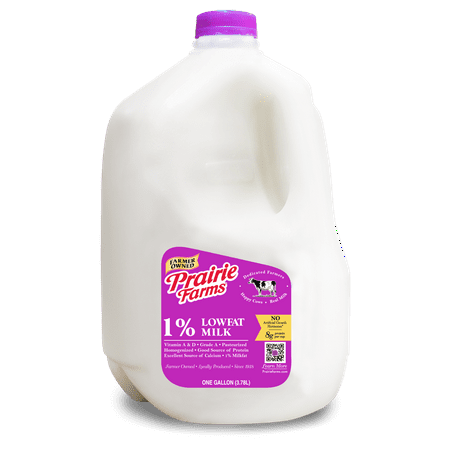 Prairie Farms Dairy 1% Low Fat Milk, One Gallon, 128 Fl Oz