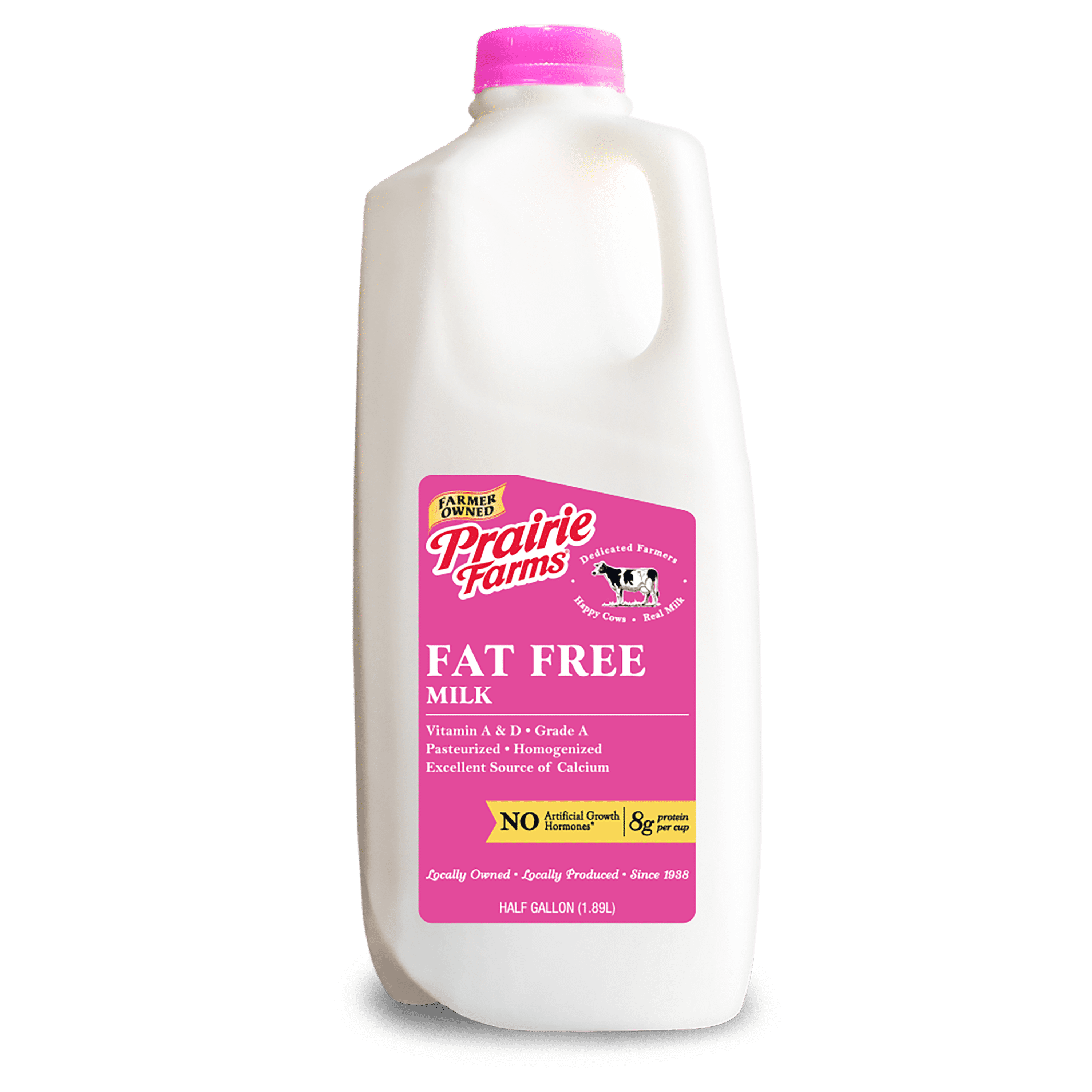 Prairie Farms Dairy Fat Free Milk, Half Gallon, 64 Fl Oz