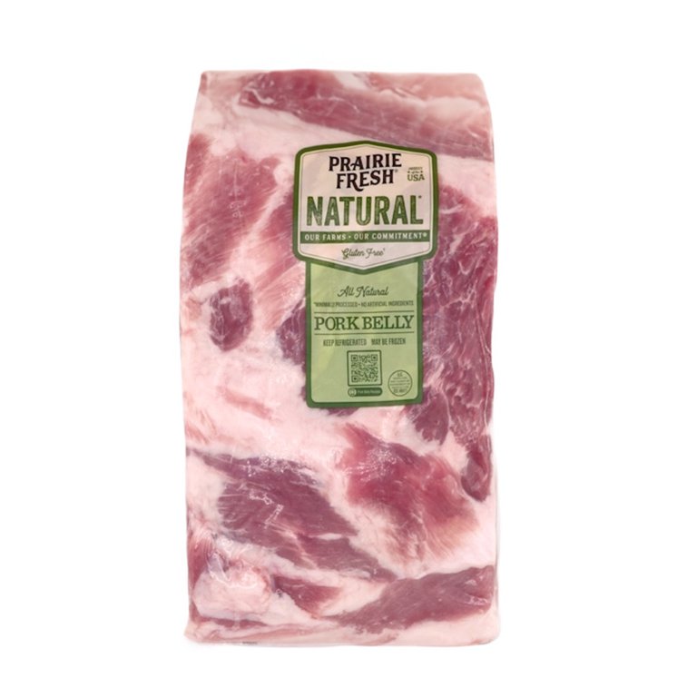 Prairie Fresh Natural Fresh Pork Belly Portion, Boneless, 2-4 lb, 11g of Protein per 4oz Serving