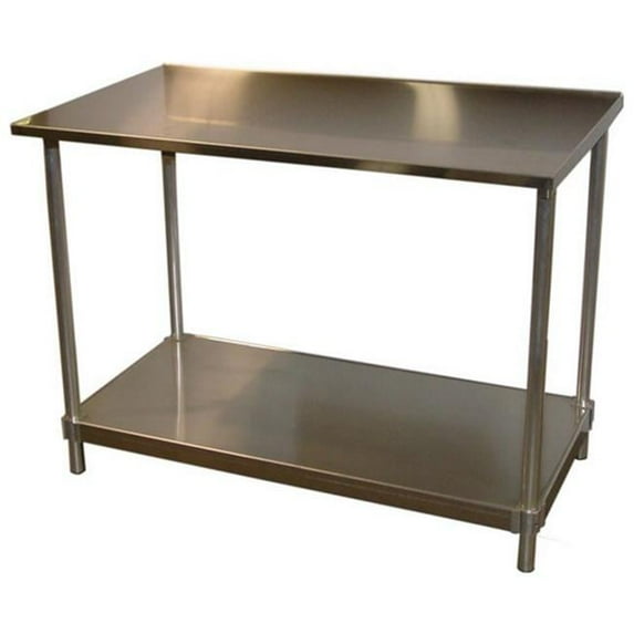 Prairie View 14gaSTBS303436 14 Gauge Stainless Top Table with Backsplash, 34 to 35.5 x 30 x 36 in.