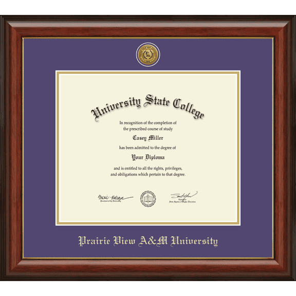 Prairie View A&M University Diploma Frame, Document Size 12" x 10"
