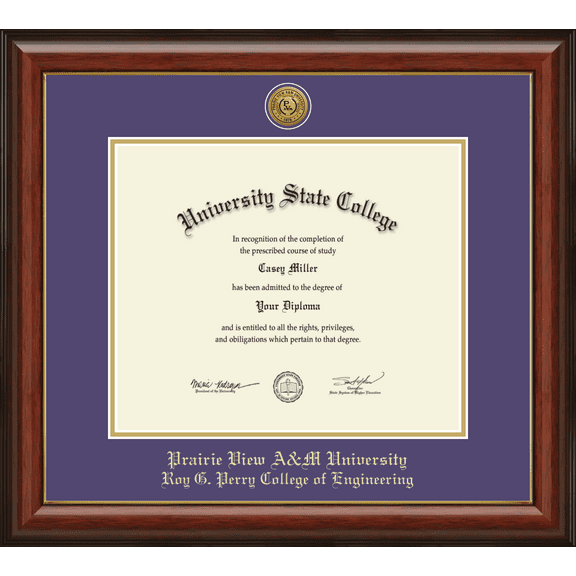 Prairie View A&M University Roy G. Perry College of Engineering Diploma Frame, Document Size 12" x 10"