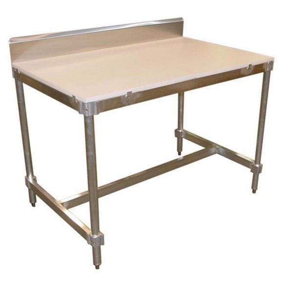 Prairie View AIFT303448-PTBS 2 Piece Poly Top I-Frame Tables with Stainless Backsplash- 34 to 35.5 x 30 x 48 in.