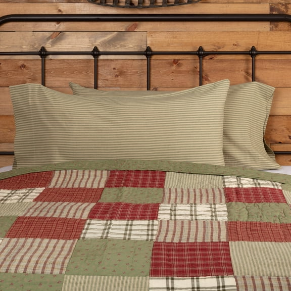 Farmhouse Khaki Tan Striped Cotton Prairie Winds Bedding Ticking Stripe King Pillow Case Set of 2