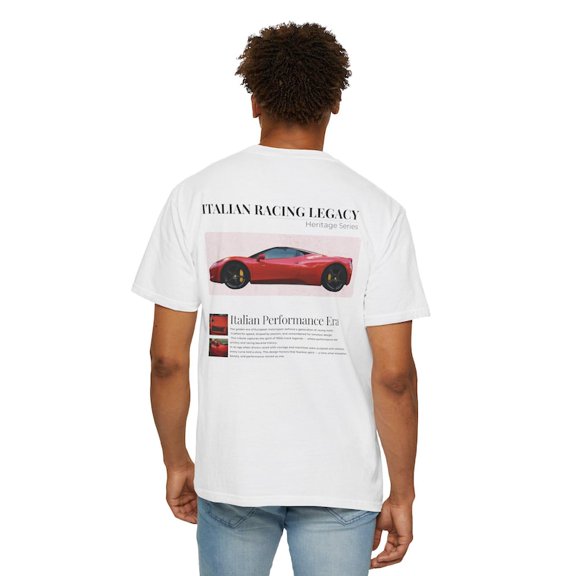 Italian Racing Legacy Supercar Graphic Italian Performance Era Retro European Sports Car Tee Comfort Colors Unisex Cotton T-Shirt, Sizes S-3XL