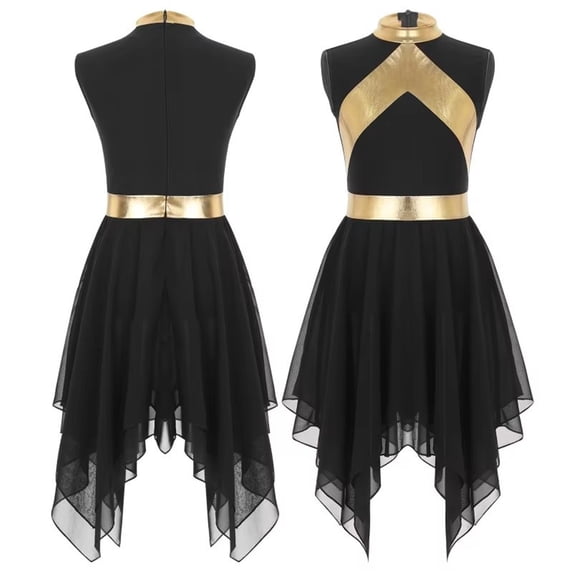 Praise Dance Dress Women's Color Block Patchwork Dress SleevelessIrregular Hem Modern Lyrical Dancewear