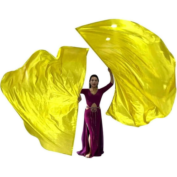 Praise Dance Worship Set - 2 Shiny Polyester Flags with 38-55 Inch Rods for Worship Dance Performances, Stage Shows & Celebrations