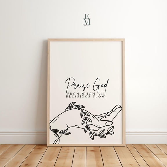 Praise God, Doxology Print, Christian Artwork, Wall Art, Print, Home Decor, Minimalist Wall Art, Housewarming Home Decor #132, Stretched Canvas Size 8x12