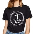 thumbnail image 1 of Praise Him T-Shirt Cross Graphic Shirts Christ Jesus Summer Casual Tops Short Sleeve Tee Gift Black Medium, 1 of 4