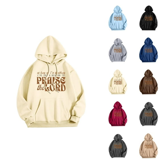 Praise The Lord Hoodies for Women Fall Winter Long Sleeve Christian Hooded Sweatshirt with Pockets Pullover Tops