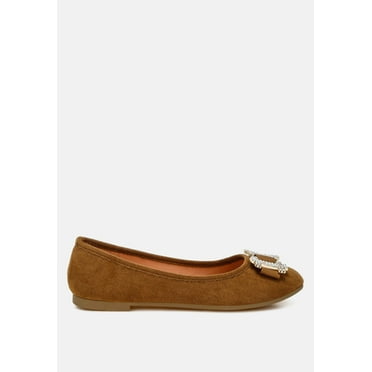 Prajik Rhinestone Buckle Detail Ballerinas