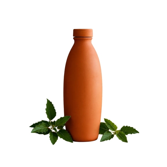 PrakRtyA: Clay Water Bottle for Drinking – Handmade Terracotta Earthen Bottle | Natural Mitti Water Bottle | Eco-Friendly, BPA-Free, Chemical-Free, Reusable Water Container