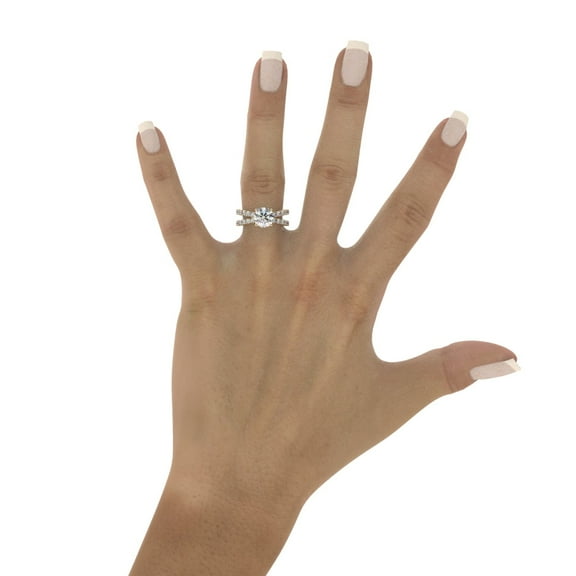 Praline - Split Double Band Round Diamond Ring with Side stones