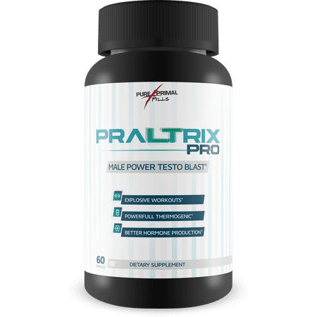 Praltrix Pro Male Power Testo Blast by Pure Primal Pills - Feel Alpha Power and Endurance with a Natural Testosterone Booster - Herbal Power Formula - Increase Muscle - TRT - 30 Servings