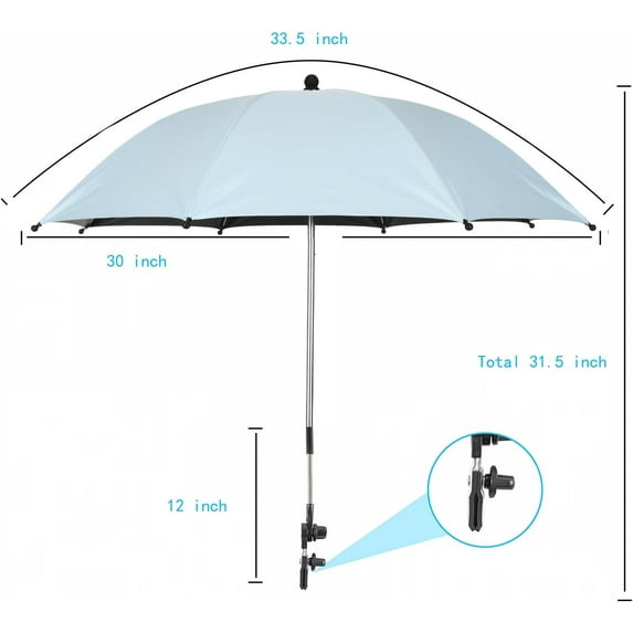 Pram with Adjustable Clamp, UPF 50+ -Proof Parasol for Strollers