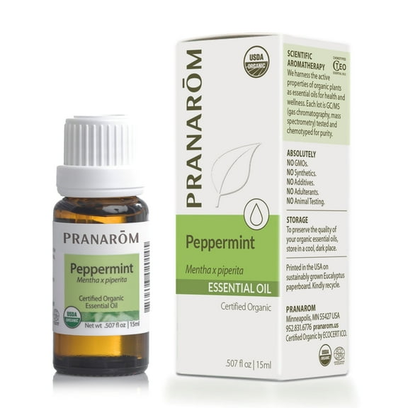 Pranarom USDA Certified Organic Peppermint Essential Oil (15ml), 100% Pure Undiluted Therapeutic Grade from India for Aromatherapy, Diffuser, Topical, Cooling, Massage & Relaxation