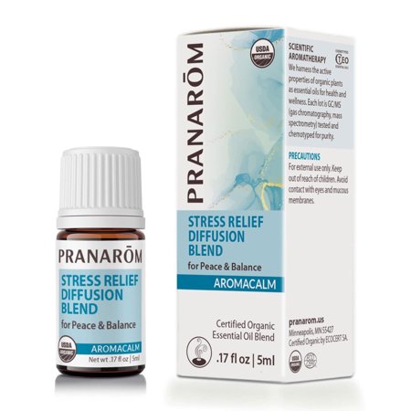 Pranarom - Aromacalm Stress Relief Diffusion Blend (5ml) - 100% Organic & Natural Essential Oil Blend for Relaxation, Stress Relief, & Mental Wellness | USDA and ECOCERT Certified Organic