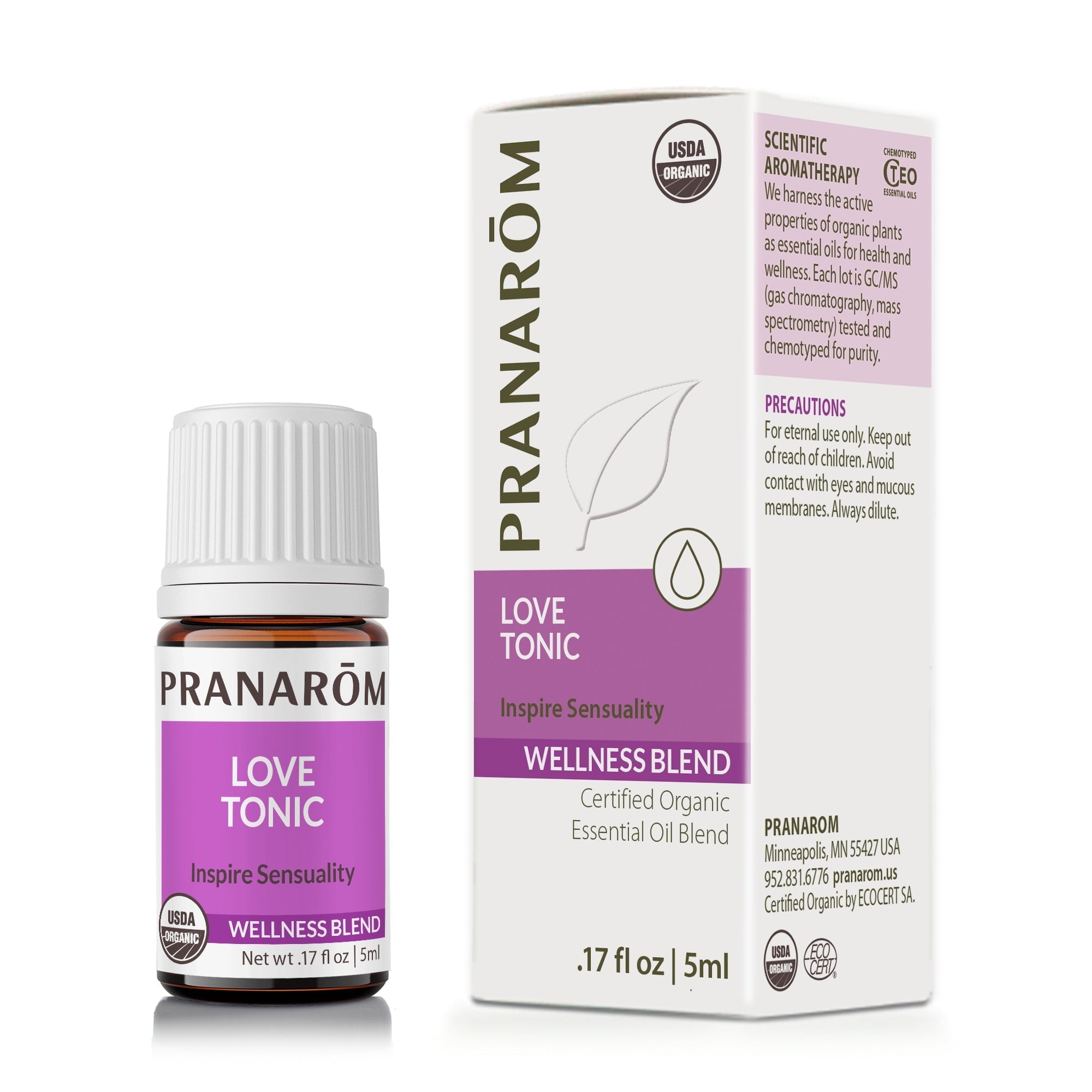 Pranarom - Love Tonic Essential Oil Wellness Blend 5ml - For Aromatherapy Enthusiasts - Relaxation and Sensuality - Certified Organic Ingredients - Pure Essential Oils