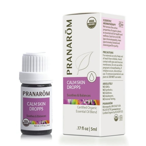 Pranarom - Calm Skin Dropps Wellness Blend 5ml - For Sensitive Skin - Diffusing for Relaxation Ambiance - 100% Pure Organic Essential Oils