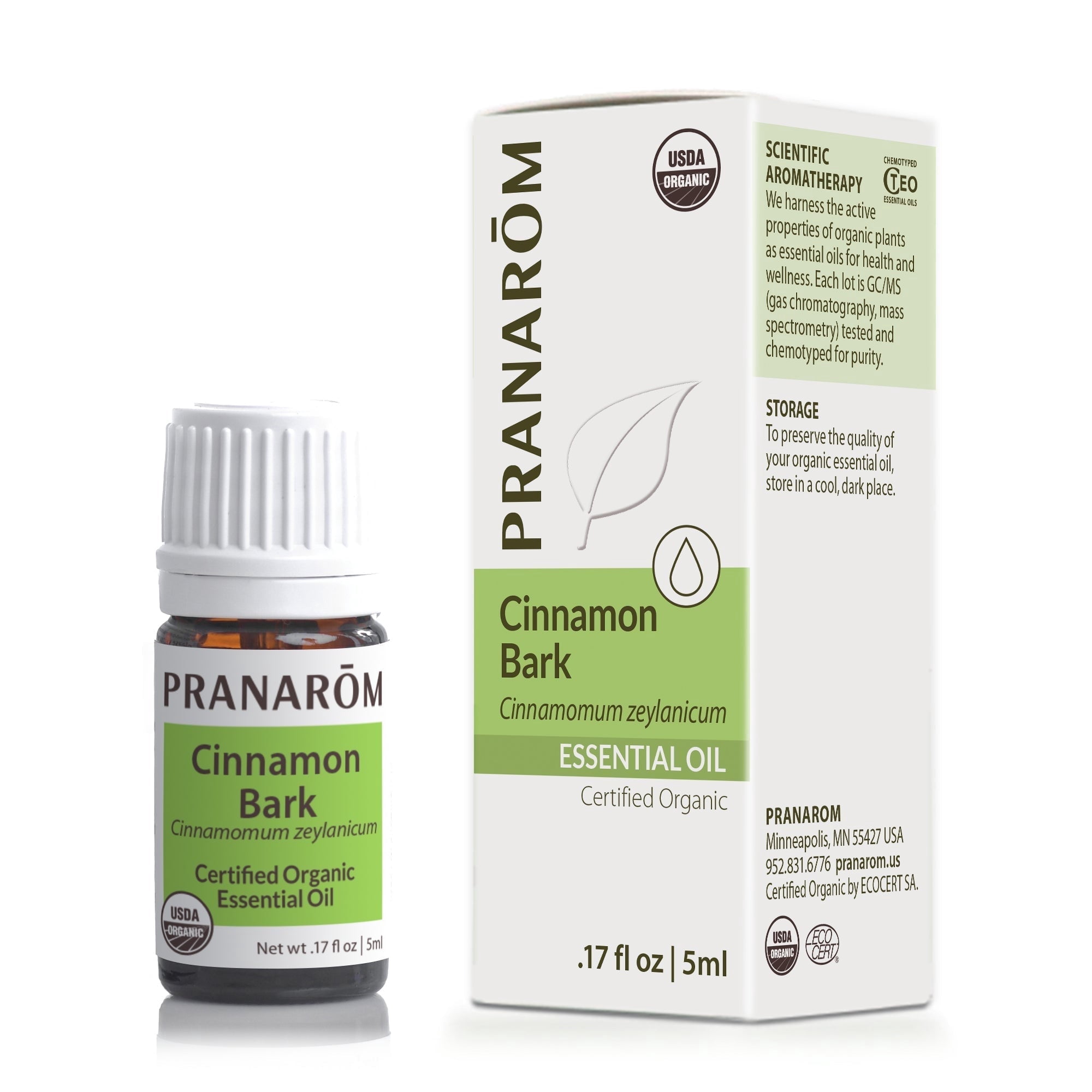 Pranarom - Cinnamon Bark Oil (5ml) - 100% Pure Natural Therapeutic Grade Essential Oil for Skincare and Wellness | USDA and ECOCERT Certified Organic