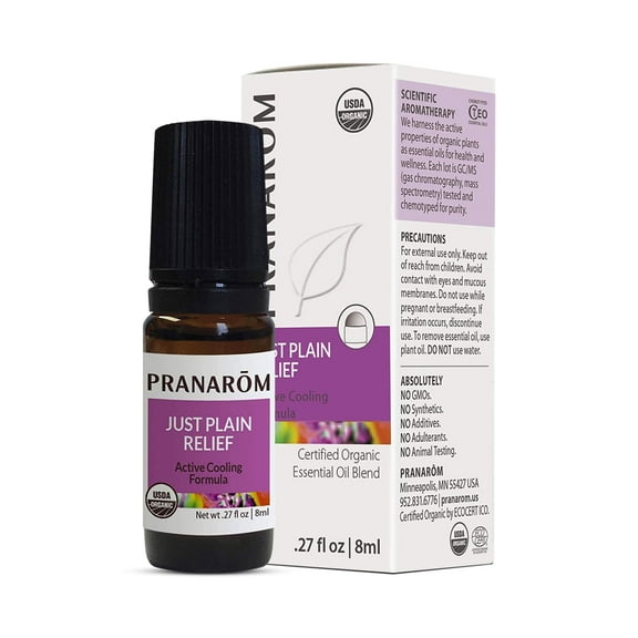 Pranarom - Just Plain Relief Essential Oils, Relaxing Aromatherapy Oils, Organic Essential Oil Blend, Essential Oils with Lavender, Peppermint & Helichrysum, 8mL