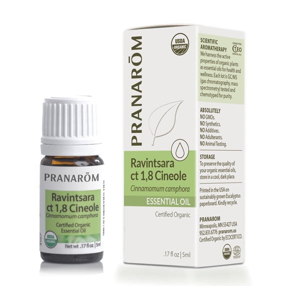 Pranarom - Ravintsara ct 1,8 cineole Essential Oil - Organic - For Health Enthusiasts - Diffusing for Relaxation Therapy - Steam-distilled, Non-GMO - 100% Pure, Certified Organic
