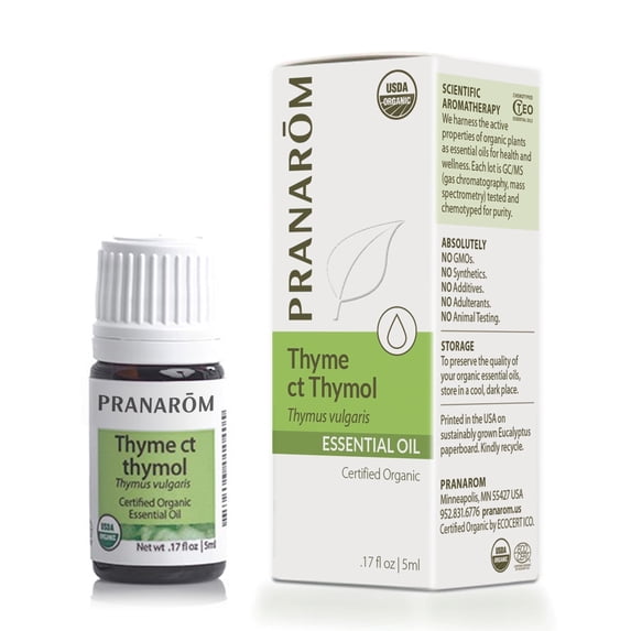 Pranarom - Thyme ct Thymol Essential Oil 5ml - Wellness Enthusiasts - Diffusing for Relaxation Therapy - Premium Organic Quality - 100% Pure, Certified Organic Thymus vulgaris ct thymol from Spain
