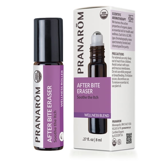Pranarom Organic Essential Oil Blend for Insect Bites - Peppermint, Lavender, Tea Tree, Clove - 8ml Outdoor Wellness Roller