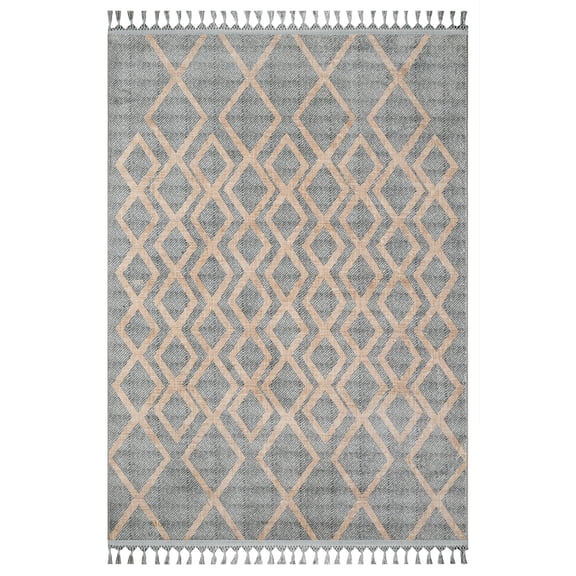 Pranay Geometric Grey Bamboo Area Rugs for Living Room Washable Rugs Boho Moroccan Area Rug Soft Neutral Geometric Bohemian Distressed Indoor Rug for Bedroom Dining Room Office Nonslip Rug
