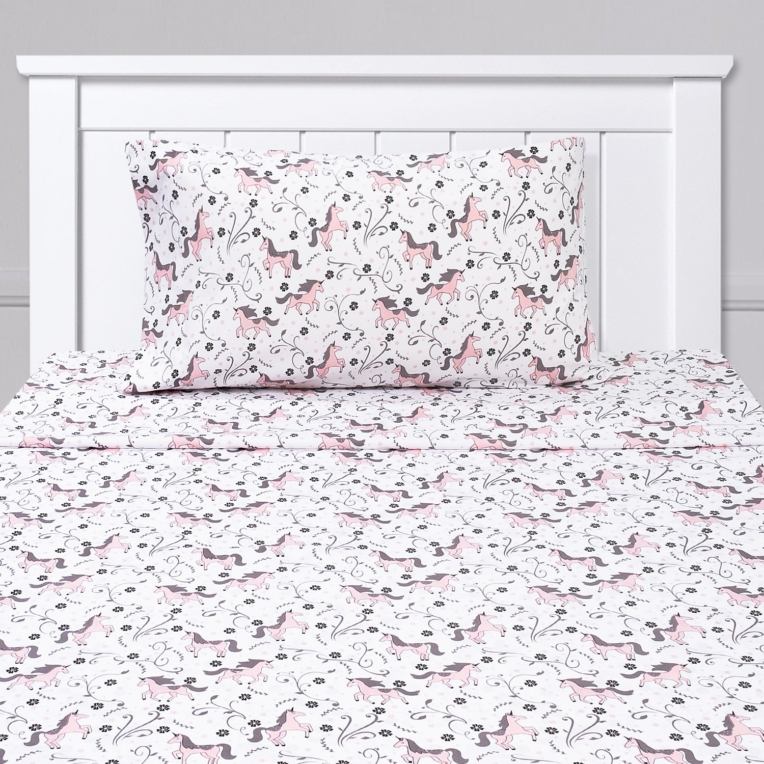 Twin Pink Unicorn Print Microfiber Sheet Set