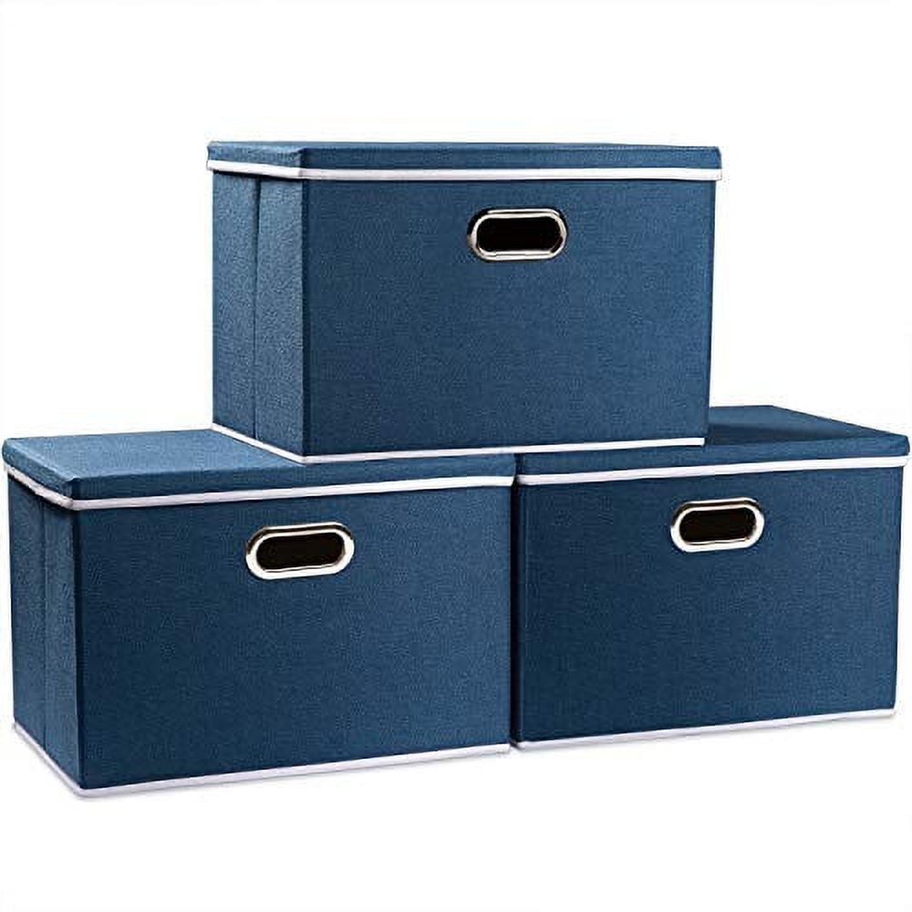 Collapsible Storage Bins with Lids Fabric Decorative Storage Boxes Cubes Organizer  Containers Baskets 