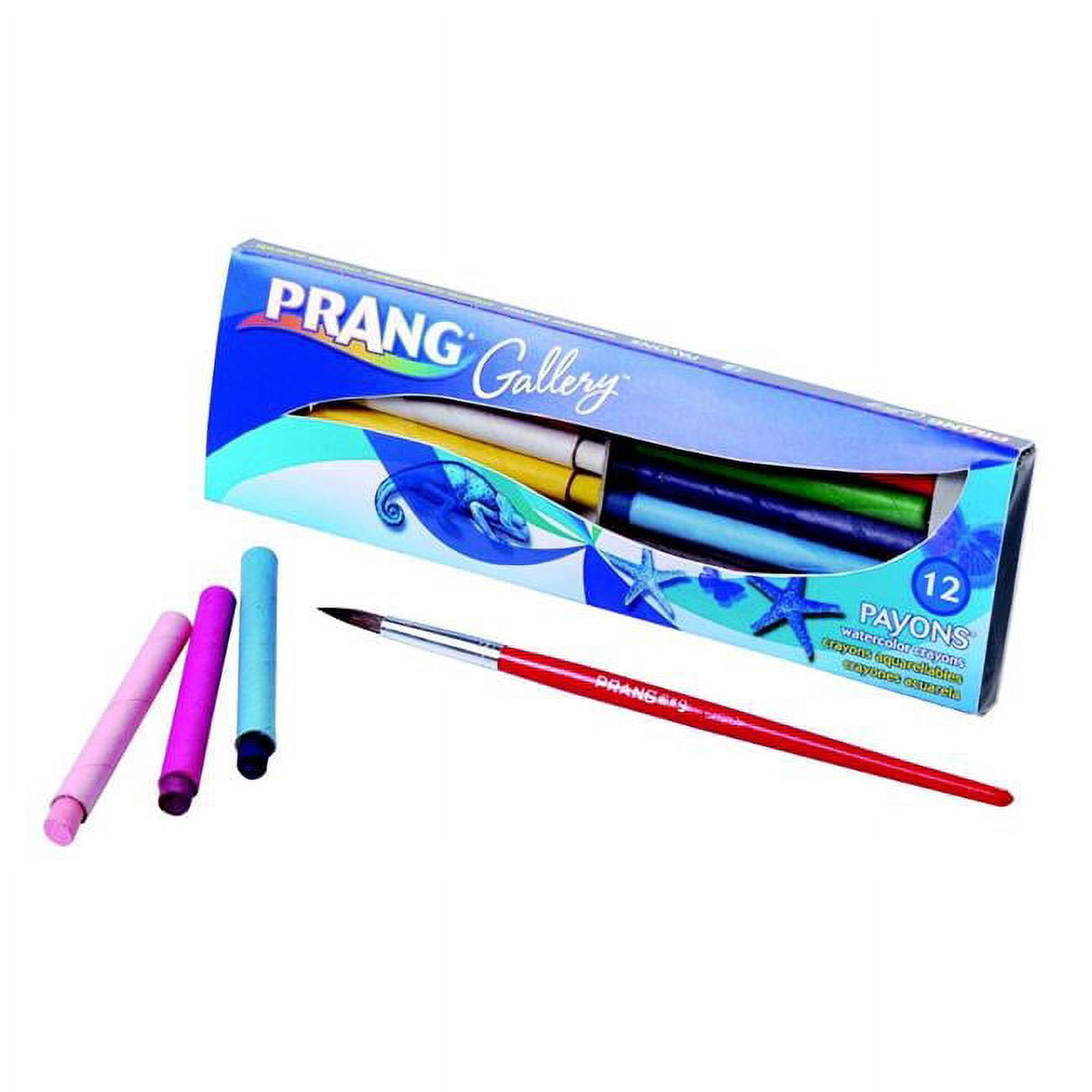 Prang 001311 Payons Non-Toxic Water Soluble Watercolor Crayon Set With Brush, Assorted Color, Set - 12