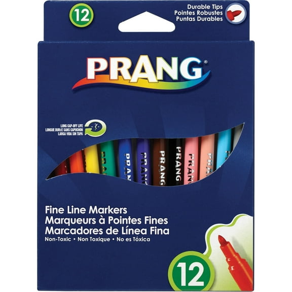 Prang Classic Art Markers, Fine Line, Assorted Colors, Set of 12