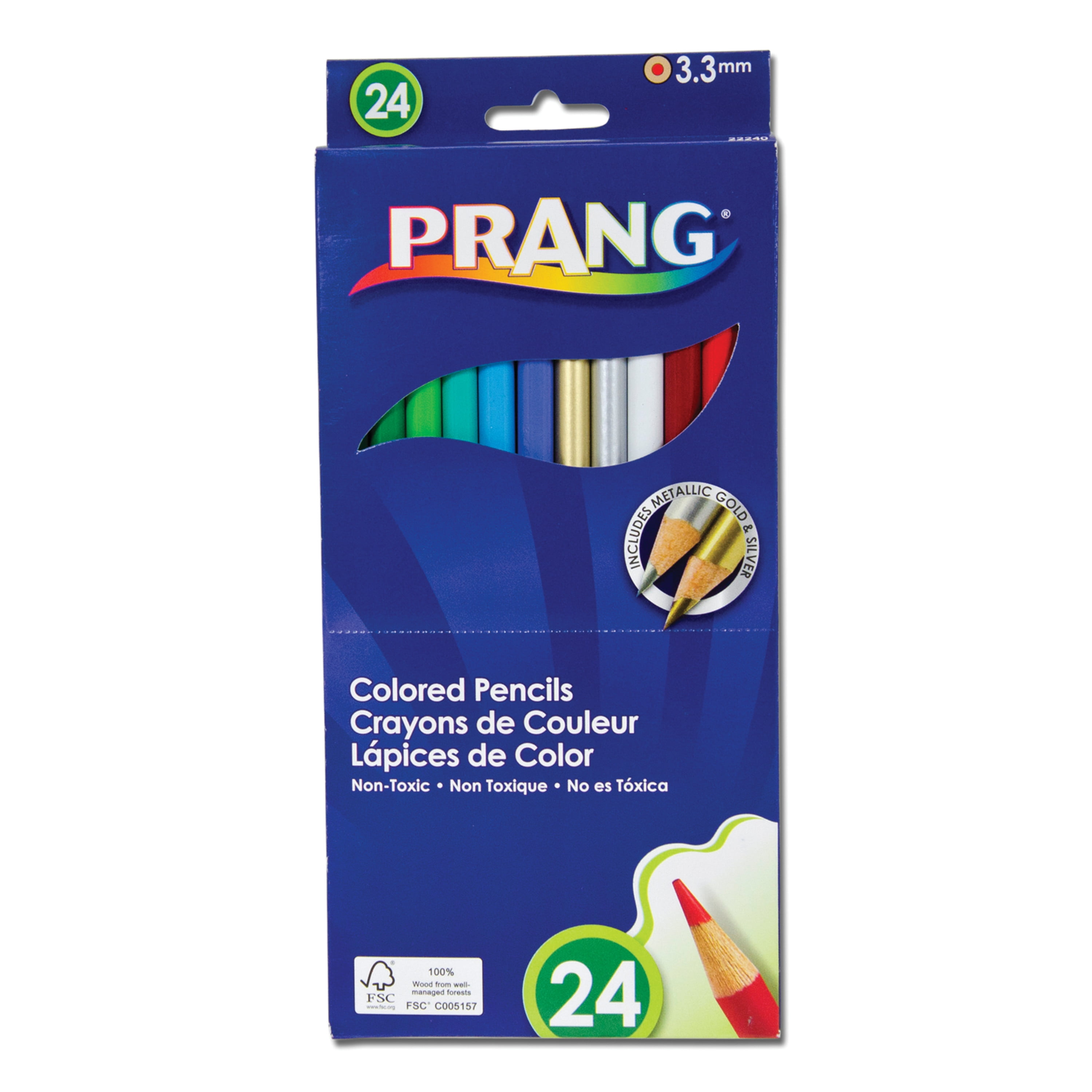 Prang Groove Triangular Colored Pencils, 3.3 Millimeter Cores, 7 Inch  Length, Assorted Colors, 24 Count (28124)