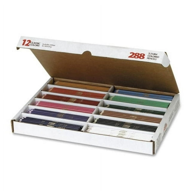 Prang Colored Woodcase pencl, 3.3 mm, 12 Asstd Colors, 288 pencl/Box -DIX82408