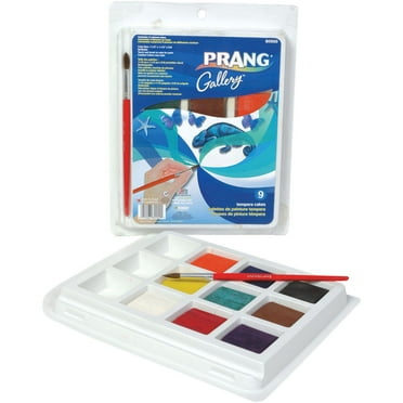 Prang Gallery Tempera Cake Set, 9 Colors with Brush